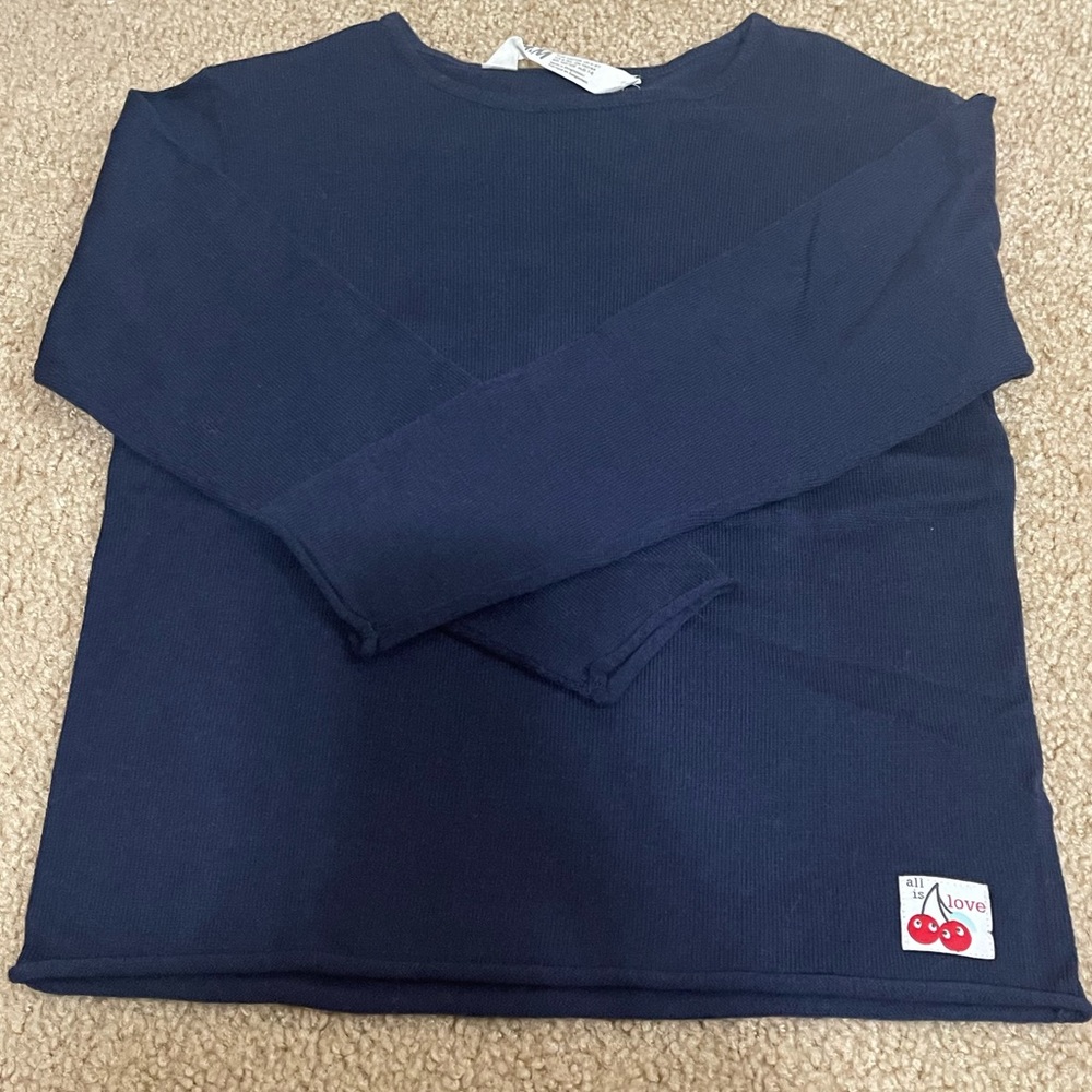 New H&M Knit sweater, navy blue, size 6-8Y